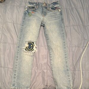 Stylish Blue Jeans with Smiley Patch